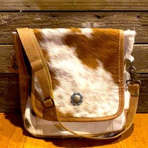 Cowhide Messenger Crossbody Bag